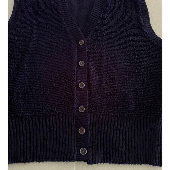 VTG 70s Women's Penrose Sweater Vest Cardigan Navy Blue size M - Picture 2 of 6